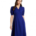 Premium Women's Fit & Flare Wrap Dress soda blue