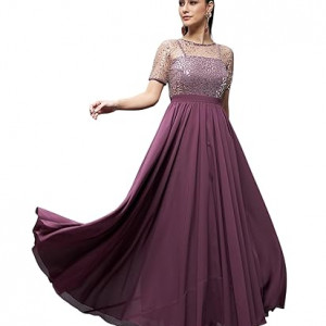 Women's Relaxed Fit Georgette & Sequins Maxi Dress