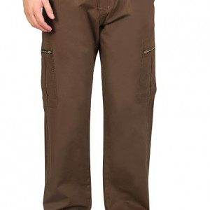 Stretch Cotton Trousers Solid Loose Fit