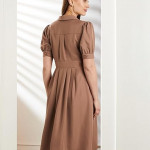 Premium Women's Fit & Flare Wrap Dress  taupe
