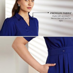 Premium Women's Fit & Flare Wrap Dress soda blue