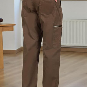 Stretch Cotton Trousers Solid Loose Fit